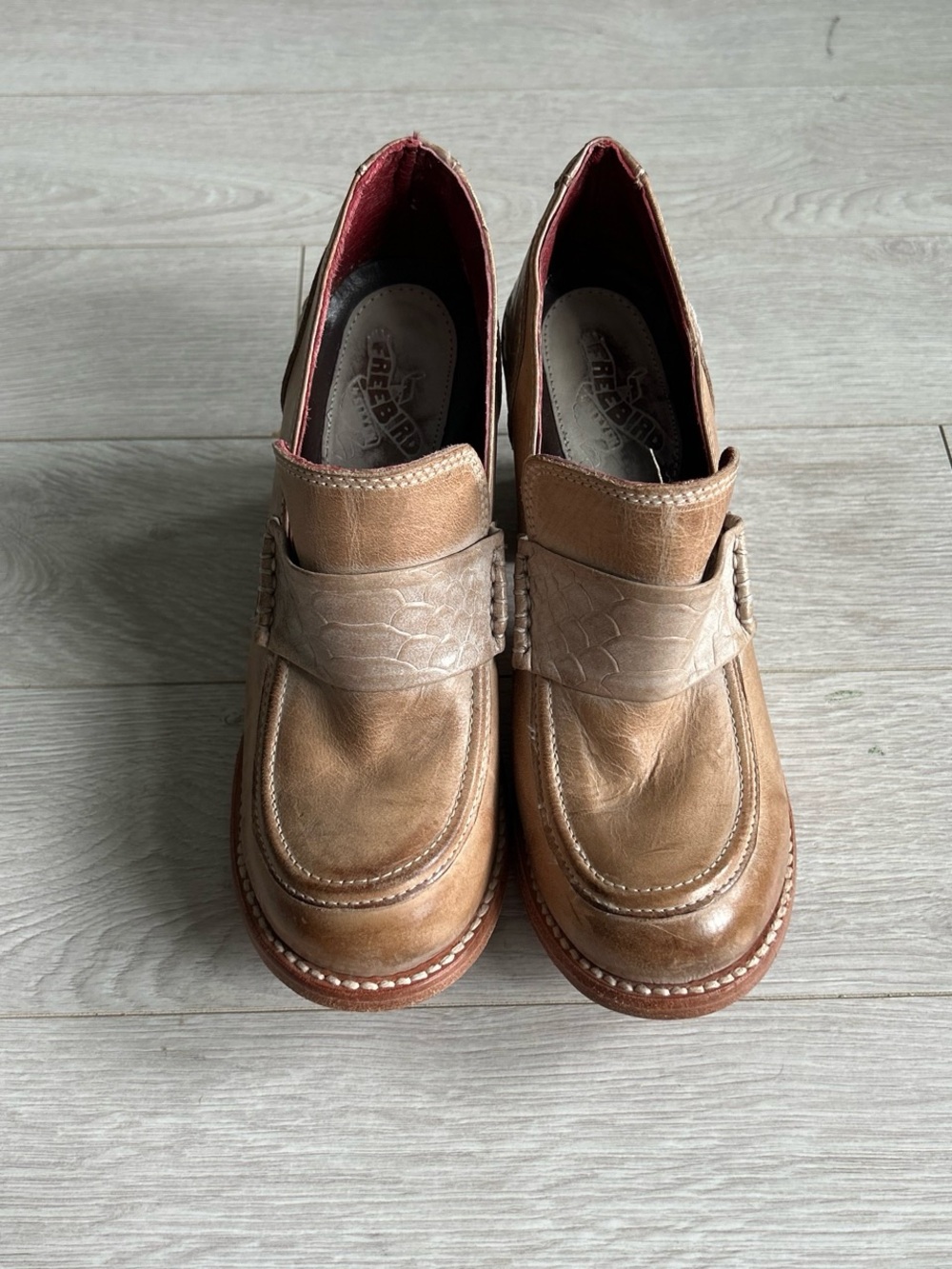 Freebird by Steven Tan Brown Leather Heeled Loafers